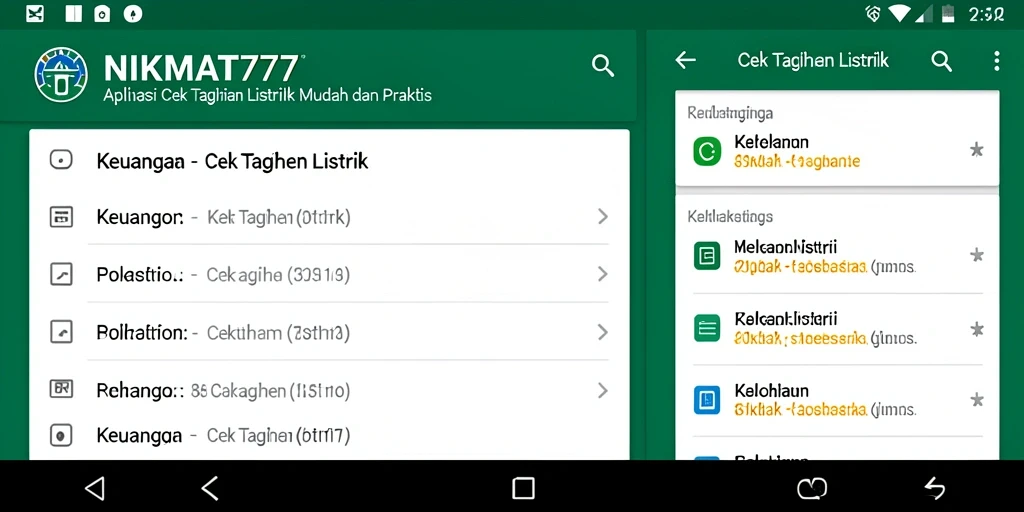 Antarmuka NIKMAT777 menampilkan fitur cek tagihan listrik yang user-friendly.