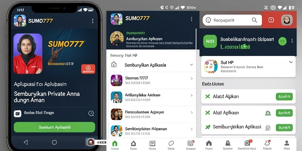 Tampilan antarmuka aplikasi SUMO777 untuk menyembunyikan aplikasi.