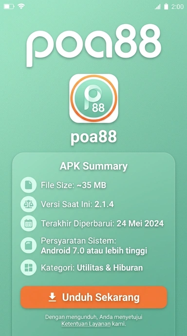 Tampilan halaman APK poa88