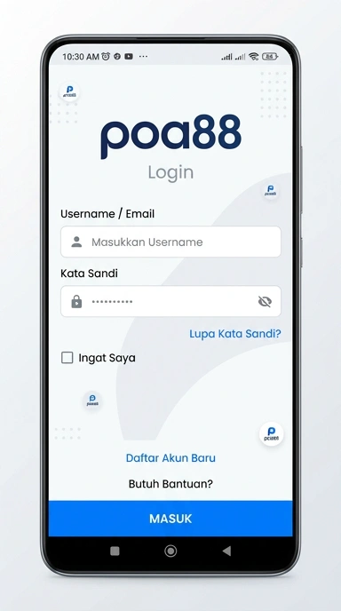 Tampilan halaman login poa88